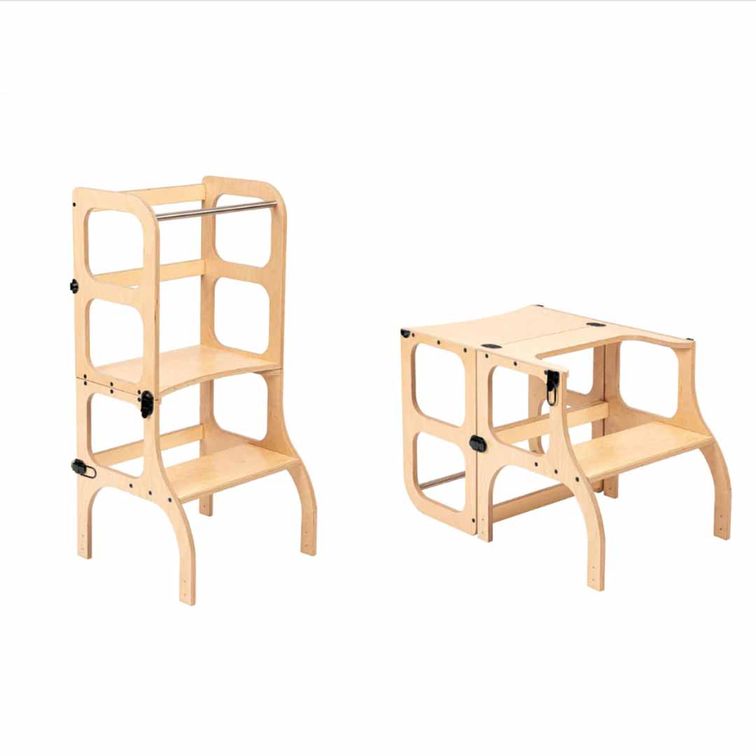 Leertoren step 'n sit berken met zwarte clips